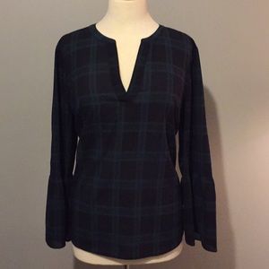 JCREW V NECK BELL SLEEVE BLOUSE